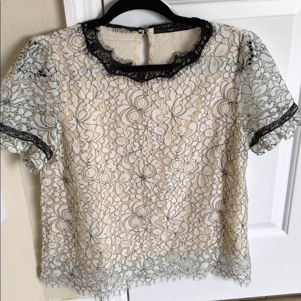 Black and white lace blouse